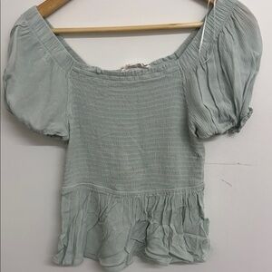 Hippie Rose Light Green Smocked Blouse